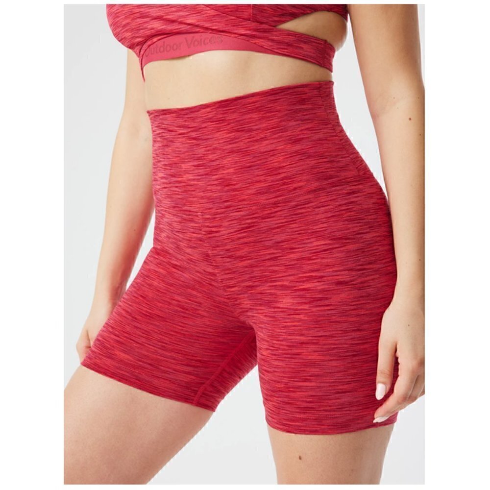 Outdoor Voices FreeForm 5" High Rise Fitted Shorts Rose Garden Red Size XXS NWT